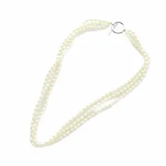ノーブランド品 ネックレス アクセサリー 淡水パール 真珠 3連 Silver925 マンテル 白 ホワイト ■GY18 /MQ