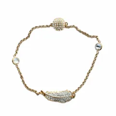 スワロフスキー SWAROVSKI ブレスレット アクセサリー ロゴ ラインストーン クリスタル 羽 ゴールド色 ■GY18 /MQ