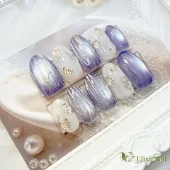 【現品】ネイルチップ　パープル　ニュアンス　マグネット