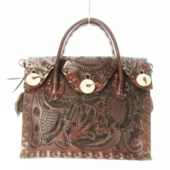 カービングトライブス グレースコンチネンタル CARVING TRIBES ハンドバッグ レザー 革 レザーカービング ボタニカル ペイズリー 茶 ブラウン 0423082410 /CK9 ■GY18