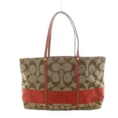 コーチ COACH F11099 トートバッグ ハンド キャンバス レザー シグネチャー ロゴ 赤 レッド 茶 ブラウン ■GY11 /MQ