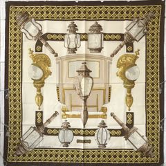 HERMES 에르메스 대형 스카프 카레 90 마차의 랜턴 1589