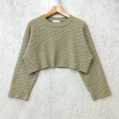 Birthdayroom バースデイルーム バックデザイン ニット セーター ショート丈 クロップド丈 プルオーバー グレー Fサイズ ◎_〇◇のサムネイル