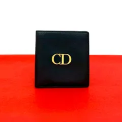 極 美品 Christian Dior ディオール ヴィンテージ CD ロゴ 金具 レザー 本革 二つ折り 財布 ミニ ウォレット ブラック 黒 21089