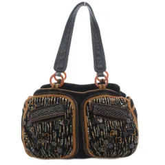 ジャマンピュエッシュ JAMIN PUECH ハンドバッグ ベロア スパンコール 黒 ブラック /JS ■GY18