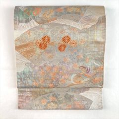 BY7595 爪掻本綴 夏物 袋帯 正絹 六通 菖蒲 桔梗 撫子 菊 - メルカリ