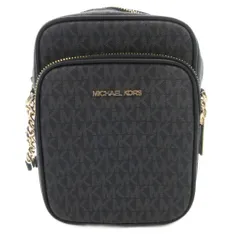 マイケルコース MICHAEL KORS ショルダーバッグ クロスボディ ダークグレー 総柄 ロゴプレート ゴールドカラーチェーン /FF ■GY18