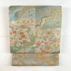 袋帯 四季華峰錦 豪華四季の花々柄 正絹 - メルカリ