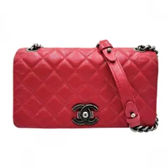 シャネル ショルダーバッグ レディース マトラッセ シティロック フルフラップ 肩掛け 斜め掛け ココマーク ココ かばん 鞄 CHANEL レザー レッド 赤 ガンメタル金具 美品【中古品】