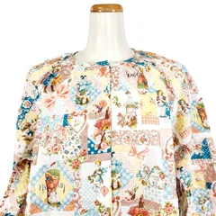 鴨居羊子パジャマ新品未使用‼️TUNIC　春夏　７分袖全開パジャマ　ローンサッカー　パッチワーク　ベージュ色　26080　日本製のサムネイル