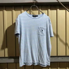 2380 POLO ポロ TシャツS 水色ボーダー 古着卸 アメリカ仕入