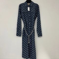 MICHAEL KORS マイケルコース MKロゴ総柄 シャツワンピース チェーン 