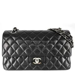 シャネル ショルダーバッグ レディース マトラッセ25 ココマーク ターンロック Matelasse ダブルフラップ ダブルチェーン CHANEL ラムスキン ネイビー 紺 シルバー金具【中古品】
