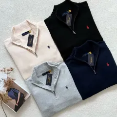 ポロ コットン ケーブル 쿼터 ジッパー ニット