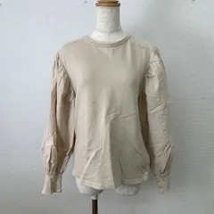 ZARA 異素材トップス ベージュ S パフスリーブ 切替 長袖 カットソー　20260327-0003