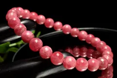【１点物】春らしい華やかピンク ロードナイト　6.5mm　ブレスレット パワーストーン 天然石 _MC8070
