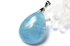 【１点物】シルバー925◇モザンビーク産 アクアマリン　32x24mm　ドロップ ペンダントトップ パワーストーン 天然石 _PD1308