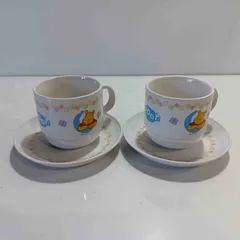 くまのプーさん カップ＆ソーサー 2客セット ディズニー ペア レトロ 食器　[管理No.：O12623_F1_60]