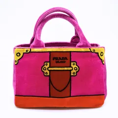 PRADA プラダ ミニカナパ ベルベット 2WAYショルダーバッグ ハンドバッグ フューシャ ピンク (21872)