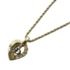 クリスチャンディオール Christian Dior ネックレス ペンダント ゴールドカラー 金色 ロゴ ラインストーン /KW ■GY18