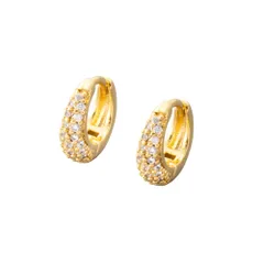 【ゴールド×6mm】[Cream dot. クリームドット公式]  ニッケルフリー フープ ワンタッチ キャッチレス 中折れ パヴェ ビジュー ミル打ち ミニ 極小 耳たぶフィット フィット 2サイズ  のサムネイル