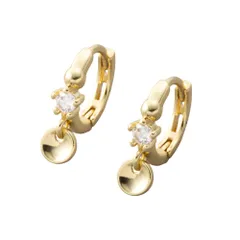 【ゴールド×ピアス】[Cream dot. クリームドット公式] ピアス レディース   ニッケルフリー フープ ワンタッチ キャッチレス 中折れ 一粒ビジュー ミニコイン ちょい揺れ 小ぶり  