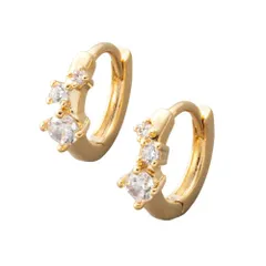 【ゴールド×ピアス】[Cream dot. クリームドット公式] ピアス レディース   ニッケルフリー フープ ワンタッチ キャッチレス 中折れ ランダム ビジュー ミニ 極小 7mm 耳たぶフィット フィット  のサムネイル