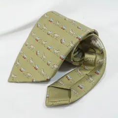 HERMESエルメスネクタイ馬柄ホースシルク100%フランス製メンズビジネスフォーマルスーツ高級ブランドアニマル総柄ベージュカーキ大剣幅9.5cmヴィンテージレギュラータイ通勤結婚式パーティープレゼントギフト就活成人式おしゃれ希少人気中古上品クラシック