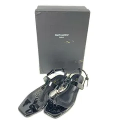 YVES SAINT LAURENT イヴ・サンローラン 2628 YSL ロゴサンダル トングサンダル ブラック 38 エナメル レディースのサムネイル