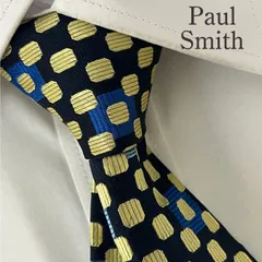 《美品》Paul Smith (ポール・スミス) シルクネクタイ 総柄 幾何学 ドット スクエア ブラック ブルー ライトブルー ベージュ