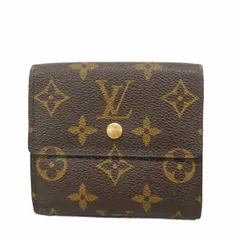 【6db0980】ルイヴィトン 三つ折り財布 モノグラム ポルトモネビエカルトクレディ M61652 ブラウン【中古】レディース