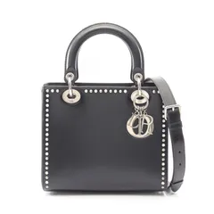 ディオール Dior ハンドバッグ LADY DIOR レディディオール スタッズ 2WAY ブラック レザー レディディオール スタッズ 2wayトート ミディアム レディース Used A