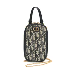 クリスチャン・ディオール(Christian Dior) 30モンテーニュ コーリンディオール フォンホルダー S2114UTZQ_M928 レディース コットン,レザー ポーチ,ショルダーバッグ ベージュ,ネイビー