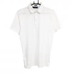 【超美品】ジェイリンドバーグ 半袖ポロシャツ 白 ロゴ総柄地模様  メンズ S ゴルフウェア J．LINDEBERG