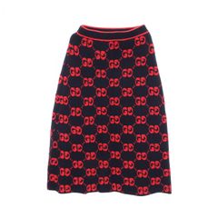 GUCCI GG ロゴプリント プリーツスカート ネイビー - メルカリ