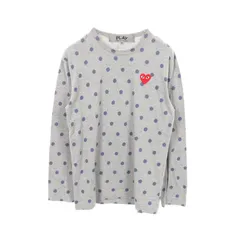 プレイコムデギャルソン PLAY COMME des GARCONS 長袖Tシャツ ポルカドット ハート クルーネック グレー コットン 長袖Tシャツ ユニセックス Used A