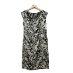 CalvinKlein(カルバンクライン) ワンピース サイズ4 XL レディース美品  - 白×グレー×マルチ クルーネック/ノースリーブ/ひざ丈