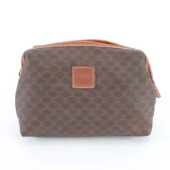 美品 セリーヌ マカダム レザー ポーチ クラッチ ポーチ 通勤 ビジネス ブラウン 茶色 レディース EWM DU43-8【中古】