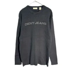 DKNY JEANS DKNYジーンズ ロゴ リブニット コットンセーター ブラック(メンズ XL)中古 古着 X8179のサムネイル