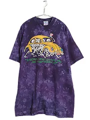 【お得なクーポン配布中!】 90s USA製 グレイトフルデッド スカル ベア イラスト プリント タイダイ Tシャツ メンズ XL / オールド バンド ロック アート LIQUID BLUE