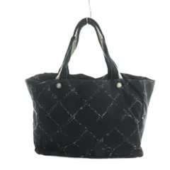 シャネル CHANEL 旧トラベルライン トートバッグ ハンド ナイロン ロゴ 黒 ブラック ■GY11 /MQ ■OH