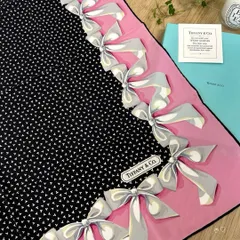 ティファニー　シルクリボンスカーフ　ピンク　ヴィンテージ　Tモチーフ