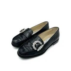 ジミーチュウ JIMMY CHOO ローファー 革靴 靴 シューズ レザー ブラック 黒 CHERI ビジュー バックル フラットシューズ