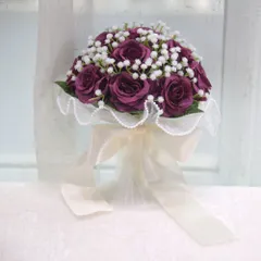 ☆ ダークパープル ☆ ウェディングブーケ 造花ブーケ ブライダル おしゃれ ウェディングブーケ 造花 ブーケ 新婦 ブライダルブーケ ウエディングブーケ ラウンドブーケ 造花ブーケ トスブーケ ブーケトス 結婚式 二次会 花嫁 花束 ギフト 前撮り