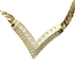 クリスチャンディオール Christian Dior ネックレス アクセサリー ペンダント ラインストーン ロゴ ゴールド色 ■GY17 /MQ ■OH