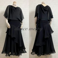 新品　社交ダンス　ツーピース　セットアップ　黒　ゴールド　豪華　2412 新品 社交ダンス ツーピース セットアップ 黒 ゴールド 豪華 2412