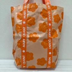 1836　MARY QUANT　マリークワント　マリクワ　トートバッグ　ハンドバッグ　オレンジ　デイジー　ロゴ　コーティング　PVC　レディース　シンプル　カジュアル　きれいめ