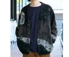 新品未開封タグ付き　8L ニッセン グラデーション シャギー ニット カーディガン　ブラック