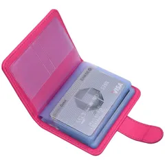 【新品】 [Wisdompro] クレジットカードケース スキミング防止 カードファイル 透明 資格証/保険証/免許証/キャッシュカードケース ポイントカード入れ PUレザー 縦型 20枚収納 ホットピンク 1