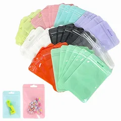 【新品】 カラフル チャック袋 9色 180枚セット ジッパーバッグ ポリ袋 小袋 ラッピング 密封 ミニ 透明窓付き (6cm × 10cm（90枚）＋ 7.5cm × 10cm（90枚）) 1